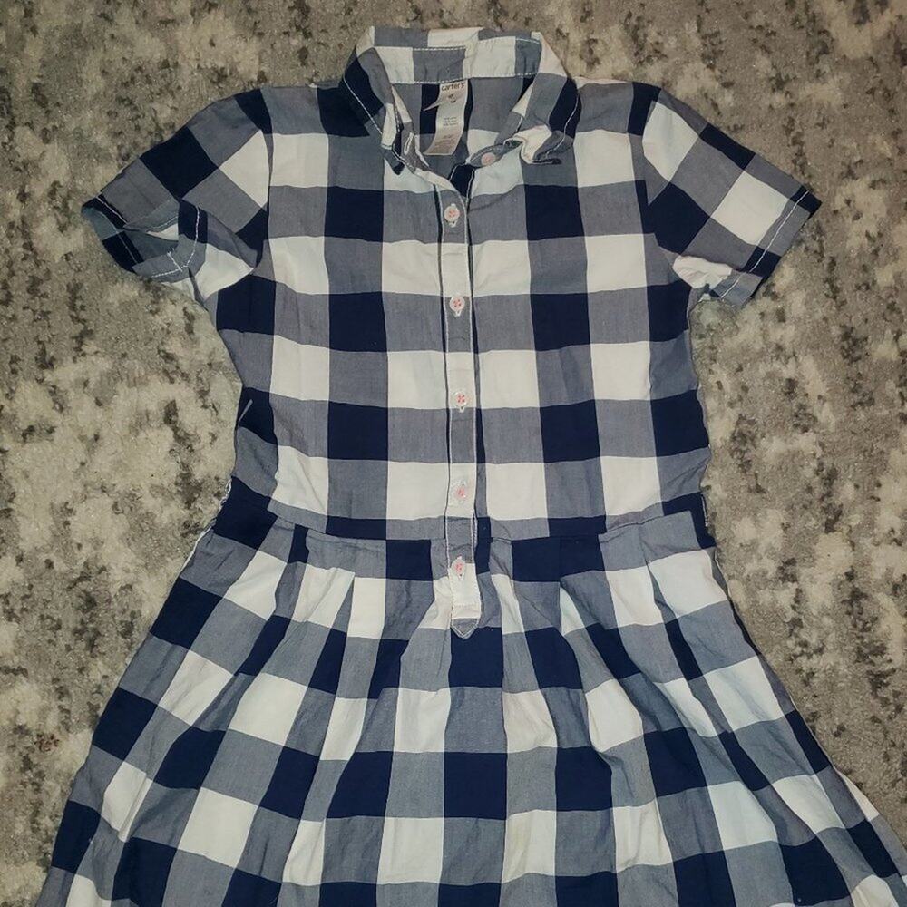 Carters Checkers Girls Dress || Blue n White sz8